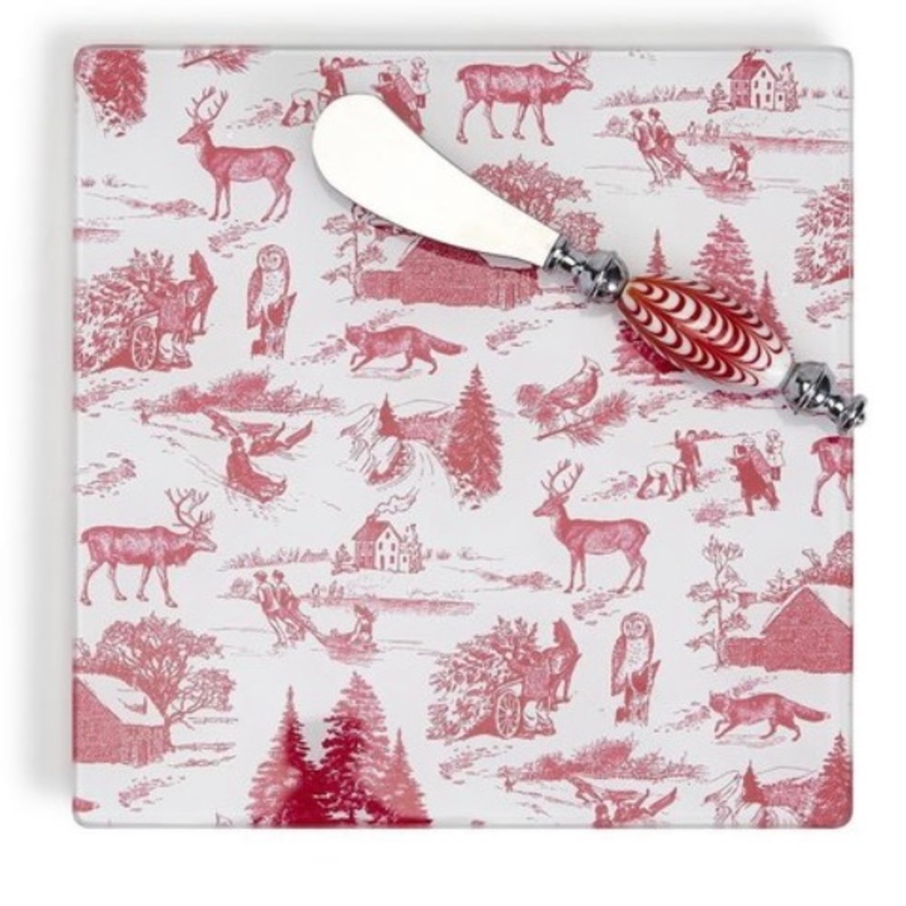 Two’s Company glass serving board and spreader NWT